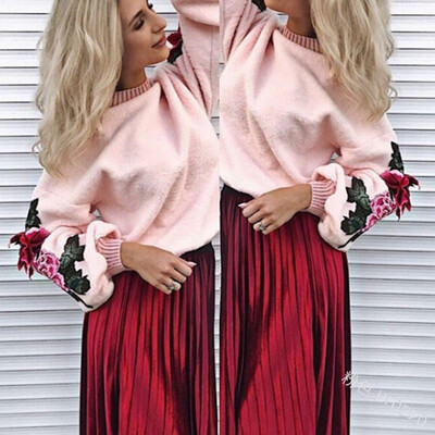 

European&American embroidered short neck sweaters