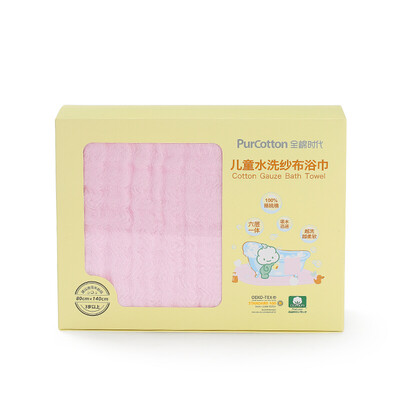 

Cotton era gift box newborn gauze bath towel baby towel cotton baby bath towel small blanket small quilt towel is 6 layers 80140cm pink 1 box - edging
