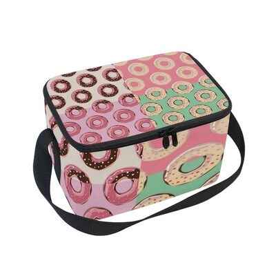 

ALAZA Lunch Box Insulated Four Color Doughnut Lunch Bag Large Cooler Tote Bagfor Men Women