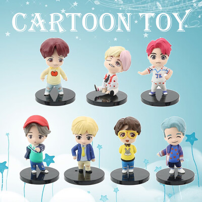 

Willstar 7PcsSet Kpop Bts Bangtan Boys PVC Mini Figure Doll BT21 POPS Figure Doll Desktop Decoration Model for Collectible Toys