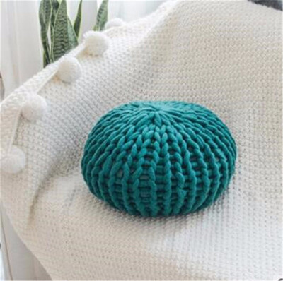 

40cm Nordic Solid Greenpinkwhitegrey Round Woven Futon Pillow Handmade Wool Back Cushion Throw Pillow Household Decor