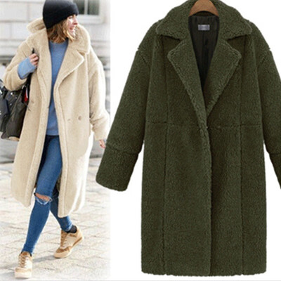 

Europe&the United States 2018 autumn&winter new womens cashmere long-sleeved solid color long coat wool coat