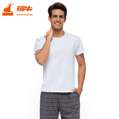 

Tongniu TOPNEW short-sleeved T-shirt mens vest cotton thin mens bottoming shirt Slim jersey round neck white T male NS007 white 185110