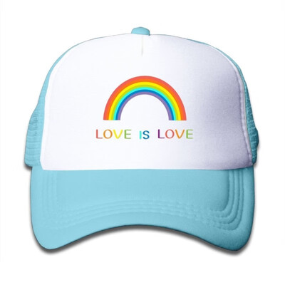 

Love is Love Rainbow LGBT Pride Mesh Baseball Cap Children Adjustable Trucker Hats for Boy Girl