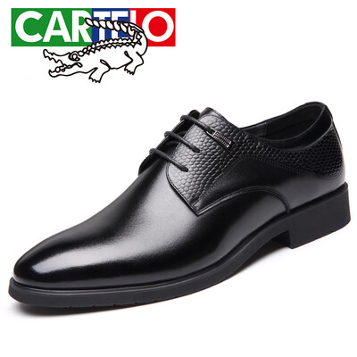 

Cartier crocodile CARTELO British first layer cowhide shoes workplace business casual shoes carved wear low cut lace leather shoes male 8261 black 40