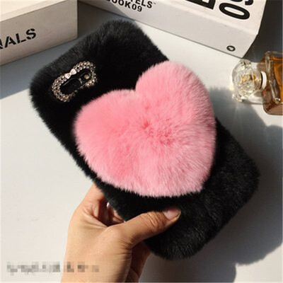 

Love Heart Case For Asus Zenfone 4 Max Plus ZC554KL Cute Rabbit Cover Hairy Fur Fluffy Phone Case