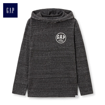 

GAP flagship store boy logo logo waffle knit hooded sweater 395790 deep smoke gray