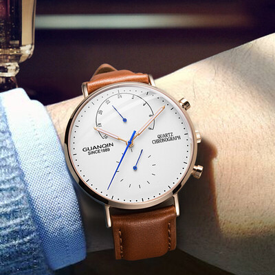 

Mens Watches GUANQIN Top Brand Chronograph Luminous Clock Luxury Men Business Creative Mesh Strap Quartz Watch relogio masculino