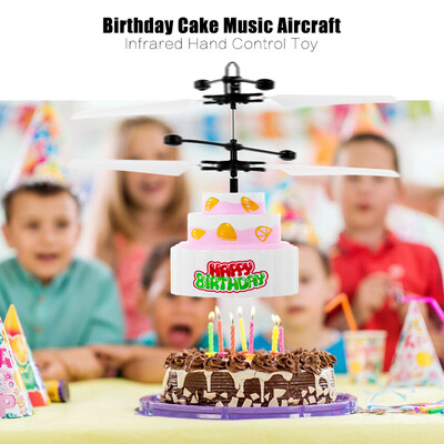 

8018 Birthday Cake Music Helicopter Aircraft Infrared Hand Control Floating RC Drone Quadcopter RC Toy
