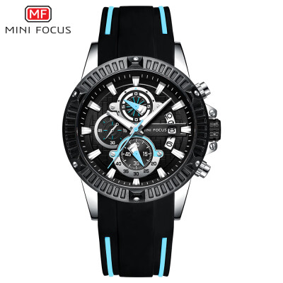 

MINI FOCUS MF0244G Men Watch Silicone Strap Quartz Movement Simple Wristwatch Time Display Casual Waterproof Clock for Male