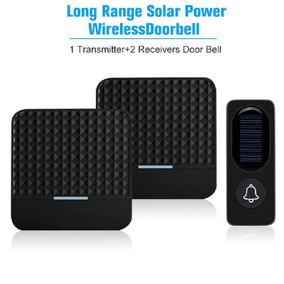 

300M1000ft Long Range Solar Power Wireless Waterproof Doorbell Light Control Sensor with 1 Transmitter2 Receiver 52 Melodies 4 V