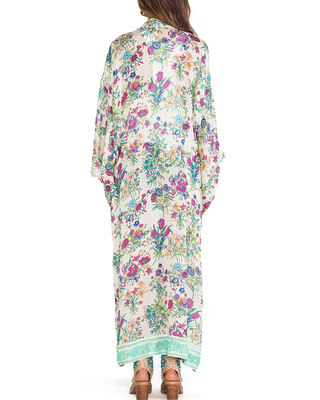 

New Women Chiffon Loose Cardigan Open Front Floral Print Long Sleeves Thin Vintage Casual Outerwear BlackWhite