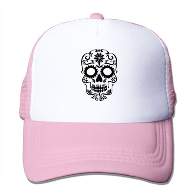 

Black Color Sugar Skull Unisex Mesh Baseball Caps Dad Trucker Hats
