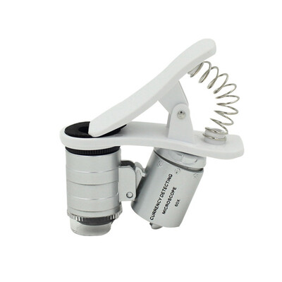 

60X Magnifying Glass Universal Mobile Phone Mini Portable Clip LED Microscope Magnifier Loupe UV Currency Detector Flashlight