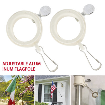 

2Pcs PVC Flag Pole Mounting Ring Clip Rotating Flagpole Mounting Ring