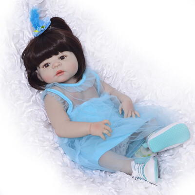 

23 Inch Fashion Reborn Dolls Full Body Silicone Black Skin Curly Mohair Realistic Baby Doll Toy For Child Birthday Gifts