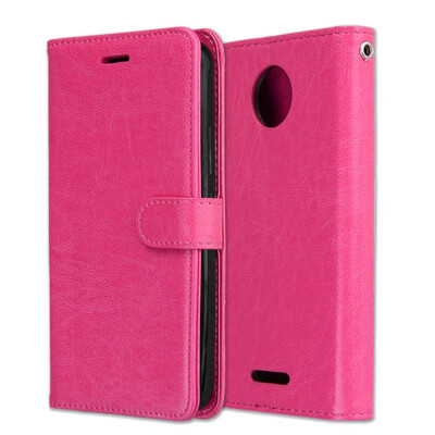 

MOONCASE Motorola Moto C 3 Card Photo Frame Leather Case - Rose Red