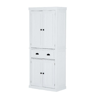 

Tall 72 Traditional Colonial Style Standing Kitchen Pantry Cupboard Cabinet - White