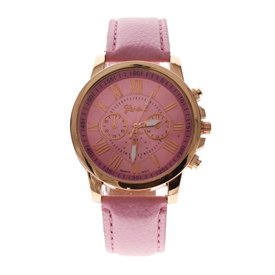 

Fashion Geneva Roman Numerals Leather Analog Quartz Watch Casual Couple Watch Wrist Watches