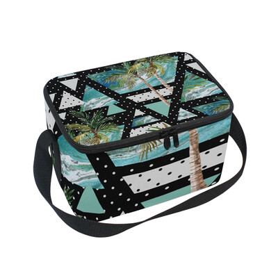 

ALAZA Lunch Box Insulated Coconut Tree And Triangle Lunch Bag Large Cooler Tote Bag for Men Women
