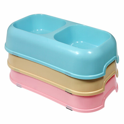 

Thousand feathers Soleil pet supplies dog pot dog bowl cat pot cat bowl non-slip bottom water drinking double bowl trumpet random color