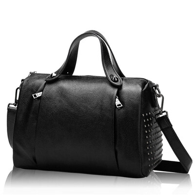 

Luxury Women Soft Skin Genuine Leather Rivet Messenger Bags Handbags Famous Brands Designer Female Handbag Shoulder Bag girl Sac