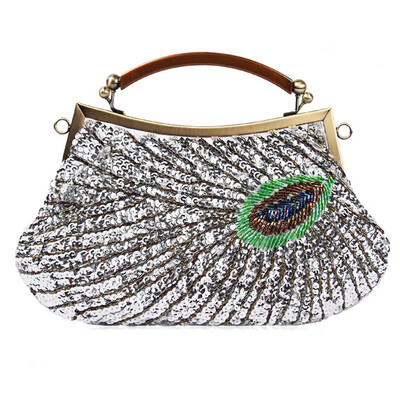 

Vintage Peacock Bead Ladies Handbags Elegant Evening Bag for Women Crossbody Bag for Party Wedding Dating