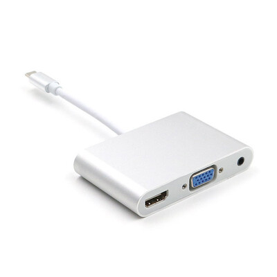 

3in1 USB 31 Type C to HDMIVGA35mm Audio Adapter 1080P Video Converter Screen Mirroring Link For Macbook to TV Projector