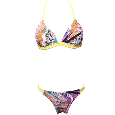 

Womens Floral nylon straight spray sexy split swimsuit