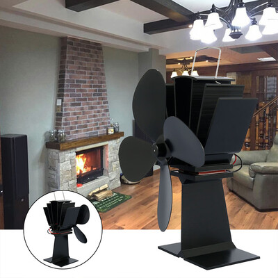 

Eco Friendly Heat Powered Wood Burning Mini Stove Top Fan 4 Blades Black