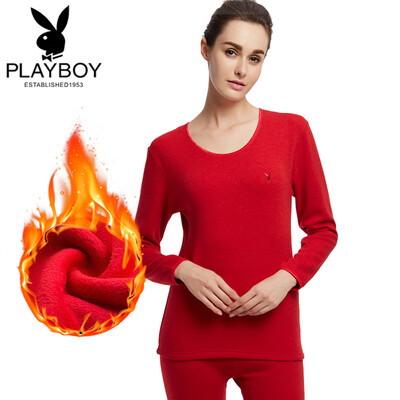 

Playboy thermal underwear female thickening plus velvet warm suit female wool winter autumn clothing autumn pants female birth year red L