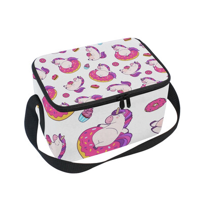

ALAZA Lunch Box Insulated Lunch Bag Large Cooler Unicorn Eating Donut Tote Bag