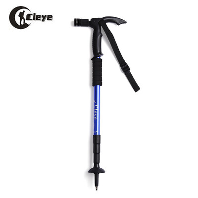 

CLEYE 4 Joints Trekking Folding Alpenstocks with Light Climbing Pole Crutch Walking Stick