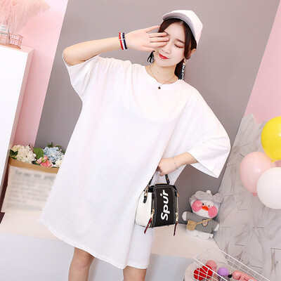 

JOY OF JOY 2019 summer new loose long solid color t-shirt female JWTD191477 white M