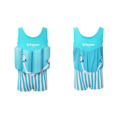 

Boy One-Piece Float Swimsuit Cap Cute Fashion Swimwear With Removable Buoyancy Stick Perfect for Kid Learn to Swim Rocket Patter