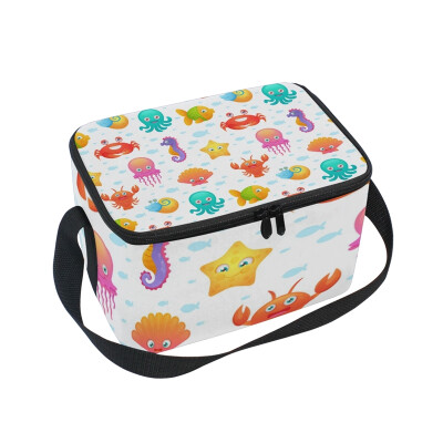 

ALAZA Lunch Box Insulated Octopus And Fish Lunch Bag Large Cooler Tote Bagfor Men Women