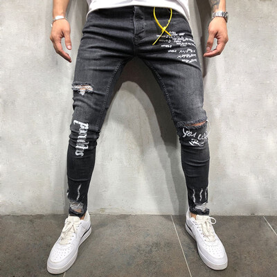 

NEW Fashion Mens Hole Jeans Slim Hip Hop Men Jeans Pants