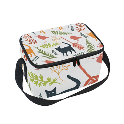 

ALAZA Lunch Box Insulated Cat And Birds Lunch Bag Large Cooler Tote Bagfor Men Women