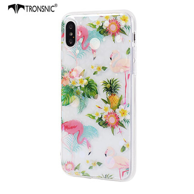 

Tronsnic Flamingo Flowers Phone Case for iPhone 7 8 plus Shiny Laser Soft Cases for Transparent Covers