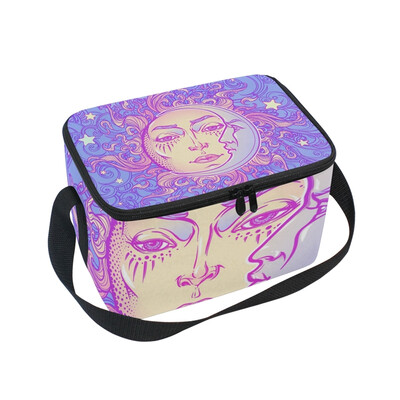 

ALAZA Insulated Lunch Box Fairytale Style Sun With Human Face Lunch Bag for Men Women Portable Tote Bag Cooler Bag