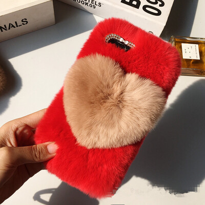 

Love Heart Case For Oppo R15x K1 Cute Rabbit Cover Hairy Fur Fluffy Phone Case