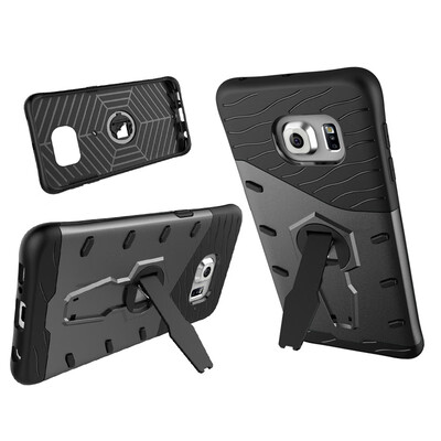

Fivice Samsung S6 edge Case TPU Rotating Stand Drop-proof PC Shell Battle Armor
