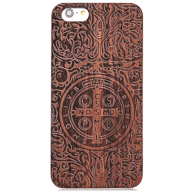 

Fashion Cross Embossed Wood Frame Back Cover Case for iPhone 6 Plus 6S Plus