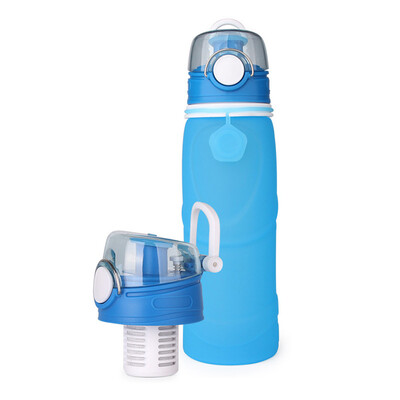 

Filtered Water Bottle Collapsible Water Bottle Silicone Sports Bottles with 2-Stage Intergrated Filter for Outdoor