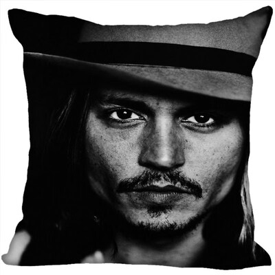 

Johnny Depp Pillow Cover Bedroom Home Office Decorative Pillowcase Square Zipper Pillow Cases Satin Fabric No Fade 35x35CM