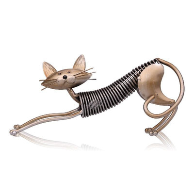 

TOOARTS Metal Sculpture Iron Art Cat Spring made cat Handicraft Crafting Decoration Home Furnishing Ornaments