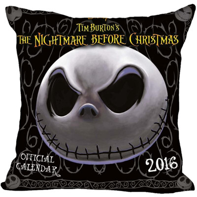 

Nightmare Before Christmas Pillow Cover Bedroom Home Office Decorative Pillowcase Square Zipper Pillow Cases Satin Fabric No Fade