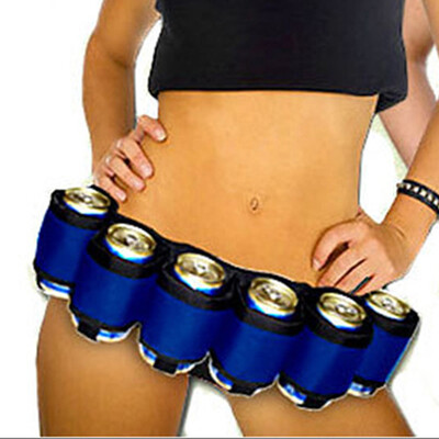 

Outdoor Six Pack Beer Bottle Belt Portable Beverage Waist Bag Camping Gathering Drink Soda Cans Holder Hands Free Drink Carrier Be