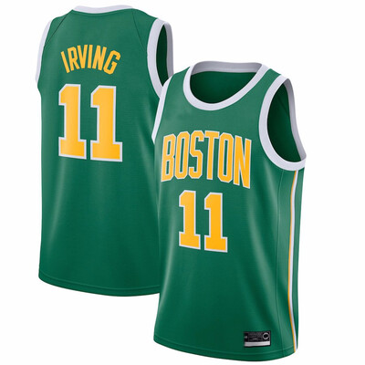 

2019 New Mens Boston Celtics 11 Kyrie Irving White Black Green Basketball Jersey Size S-XXL