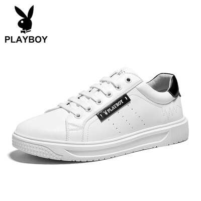 Playboy PLAYBOY sports&leisure white shoes mens low-top tie wild PL611047 white black 41